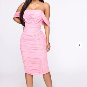Elegant Pink Off-Shoulder Dress
